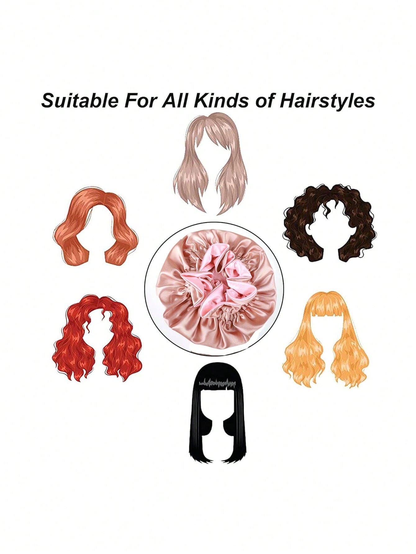 Wide Silk Satin Hair Bonnet – Perfect for Curly & Natural Hair While Sleeping (٥)
