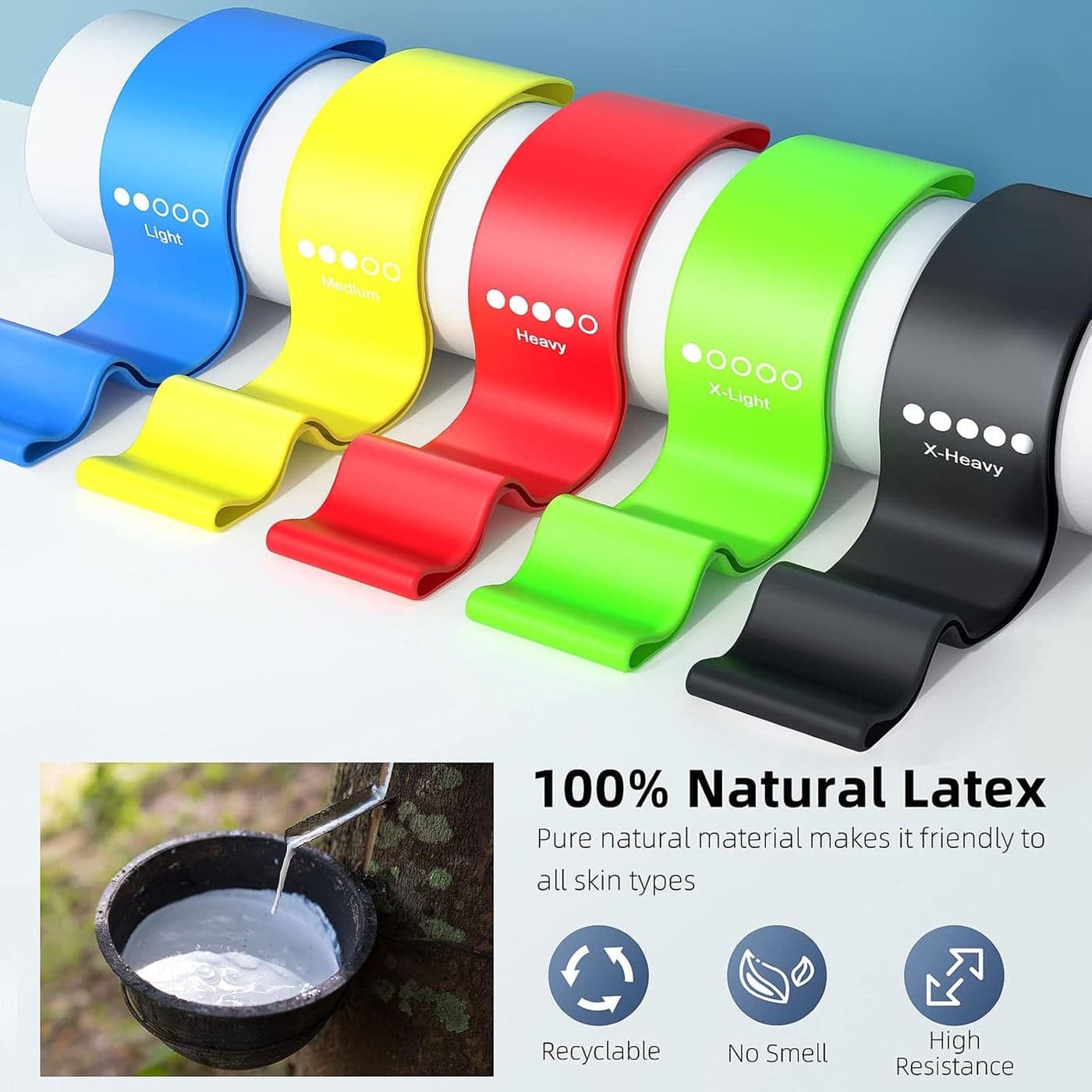 Exercise Workout Bands for Women and Men, 5 Set of Stretch Bands for Booty Le... Exercise & Fitness Accessories (٤)