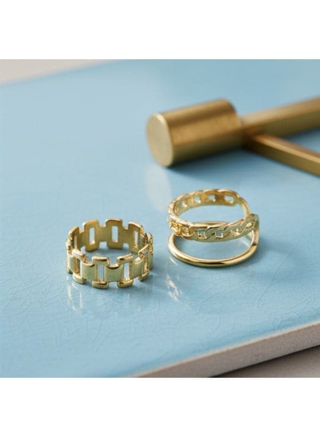 2-Piece Stainless Steel Ring Set, Adjustable Free Size Rings for Women and Girls Girls' Jewellery (٣)