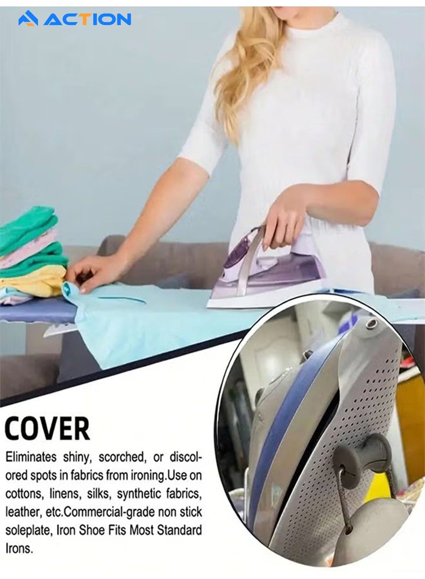 Ironing Shoe Cover, Steam Iron Guard on Most Standard Size, Easy Installation for All Fabrics, Bag Ironing Boards (6)