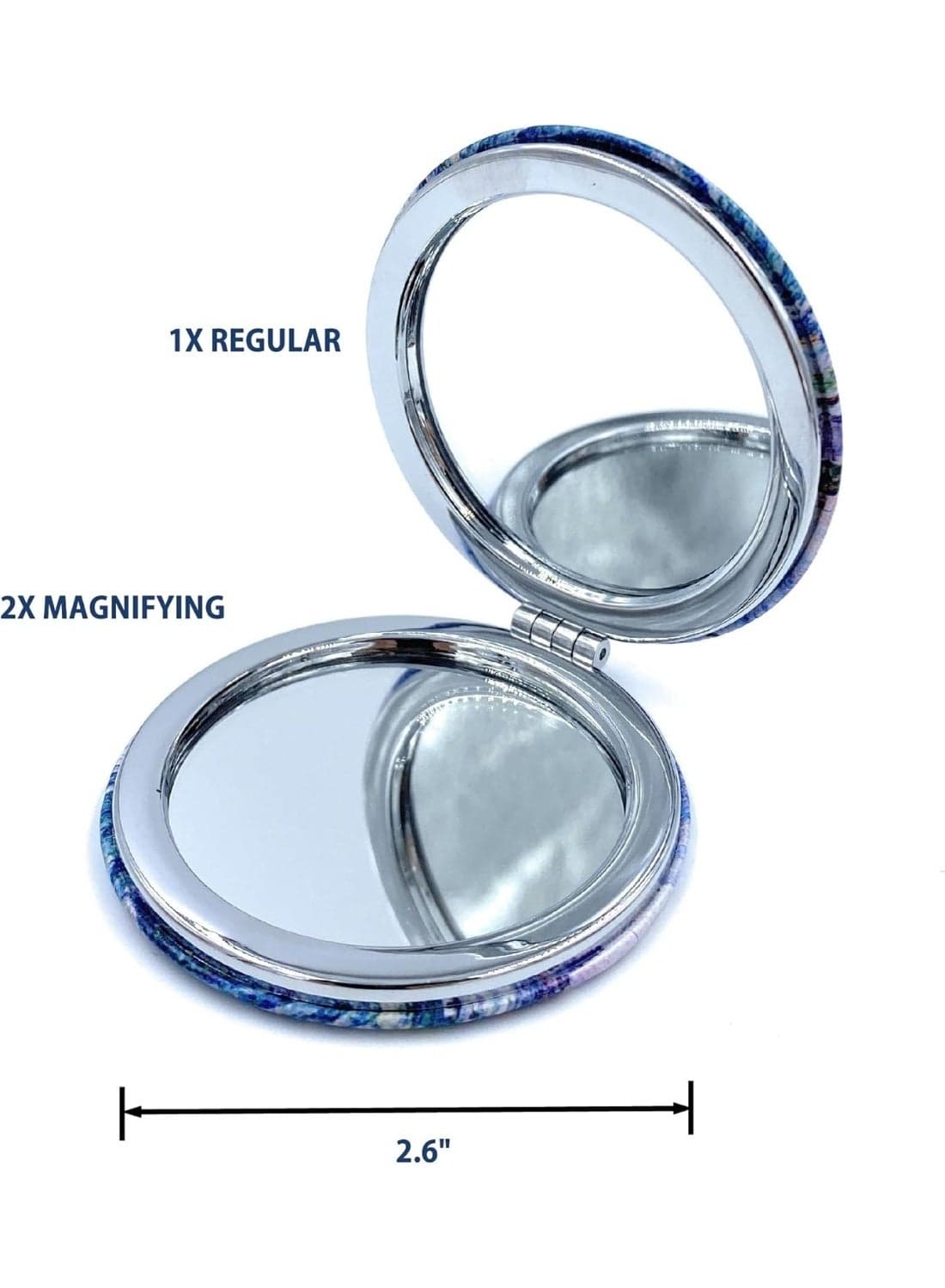Round Compact Travel Makeup Mirror with 1x and 2x Magnification, Faux Leather Folding Pocket Mirror, 2.75 Inch (7)