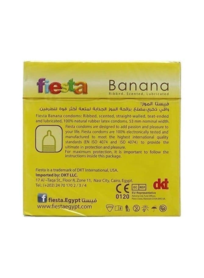 Banana Ribbed Flavoured Condoms Pack of 4 of 3 Pieces Each Family Planning & Contraceptives (٢)