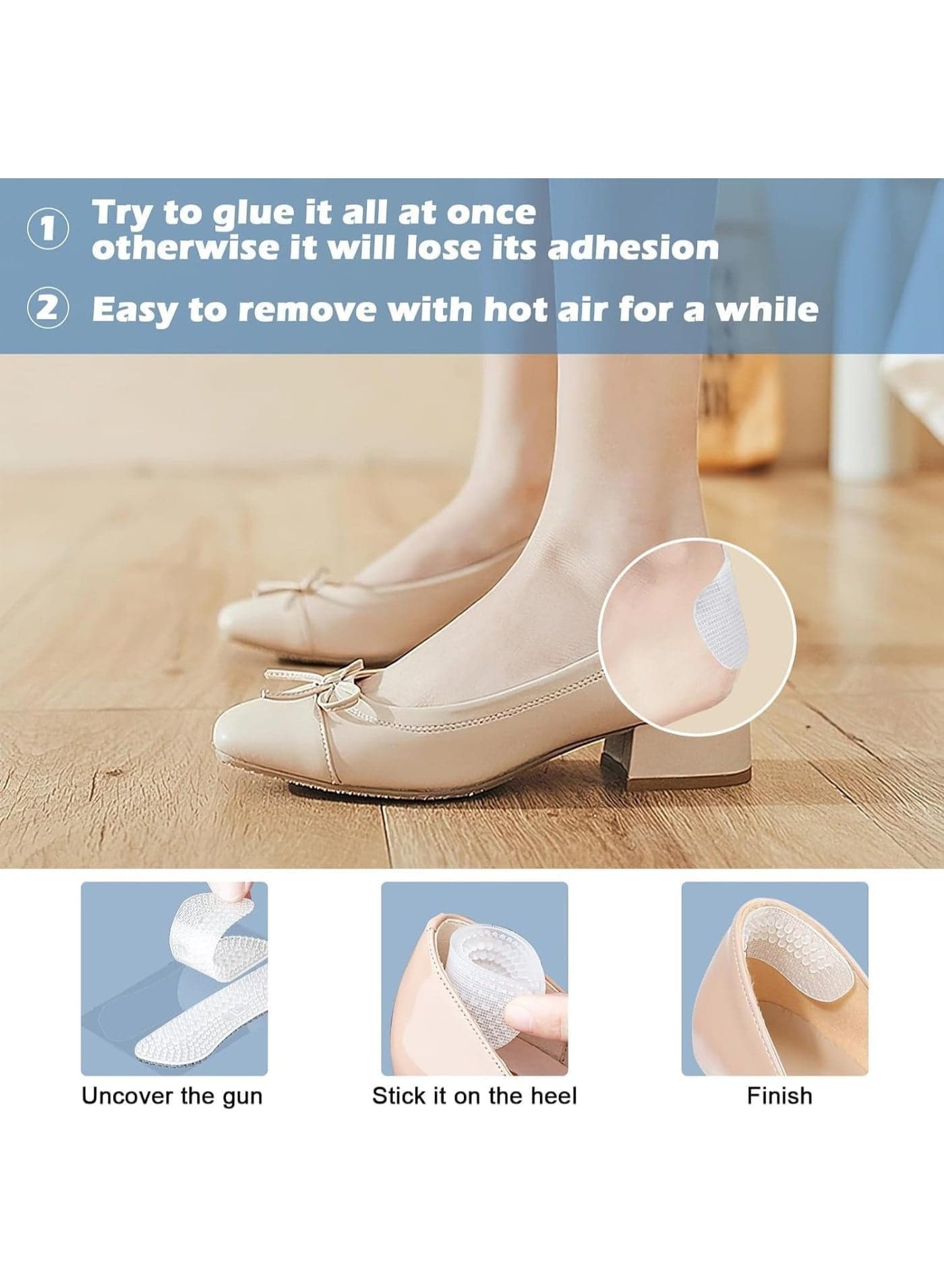 Comfort Silicone Heel Liners –2Pairs Fill Loose Shoes, Prevent Slipping and Protect Heels from Friction for Men and Women (6)