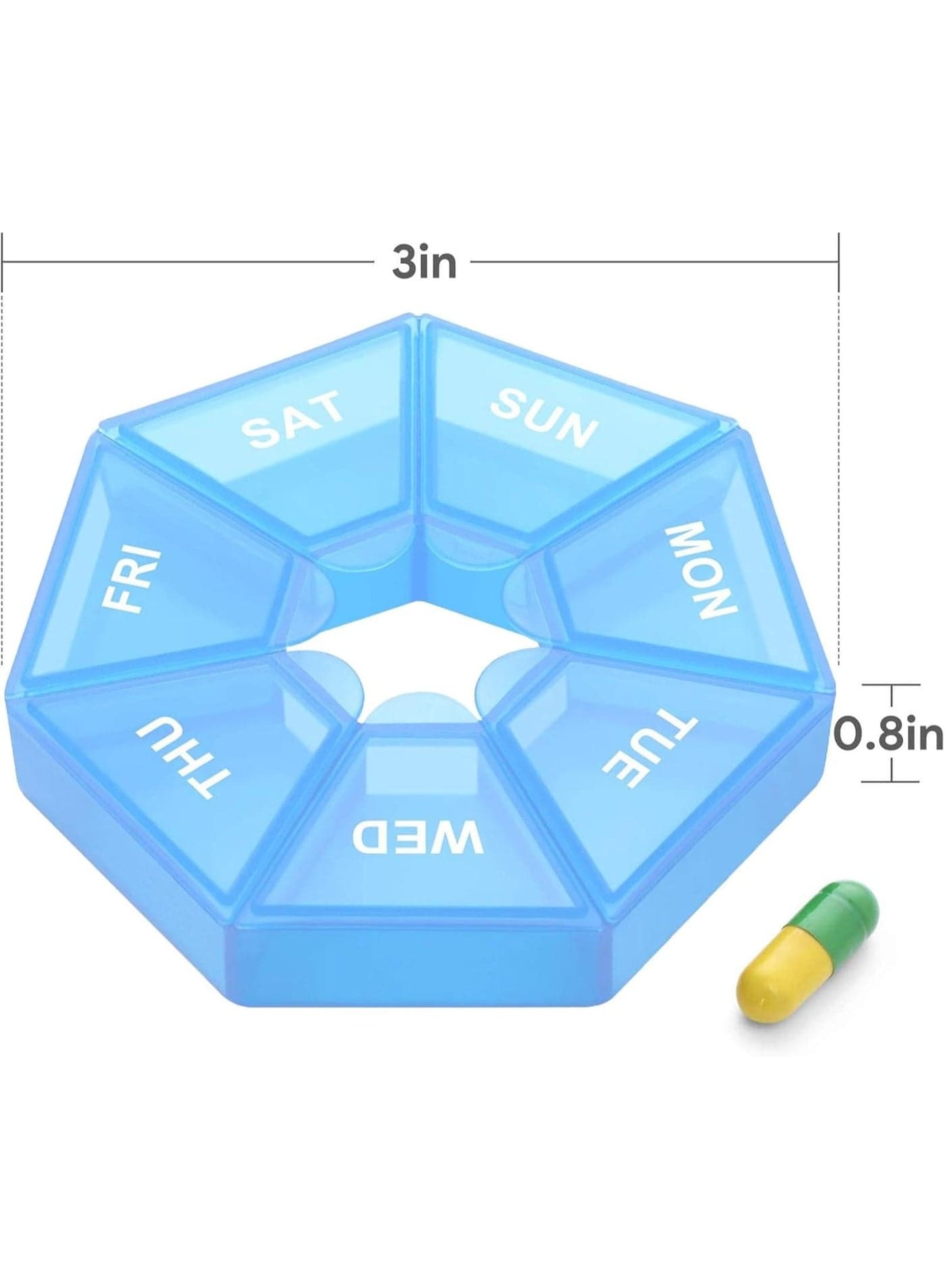 Daily Pill and Vitamin Organizer, Daily Pill Dispenser, Travel and Bag Friendly - 1 Pack Pill Cases & Splitters (2)