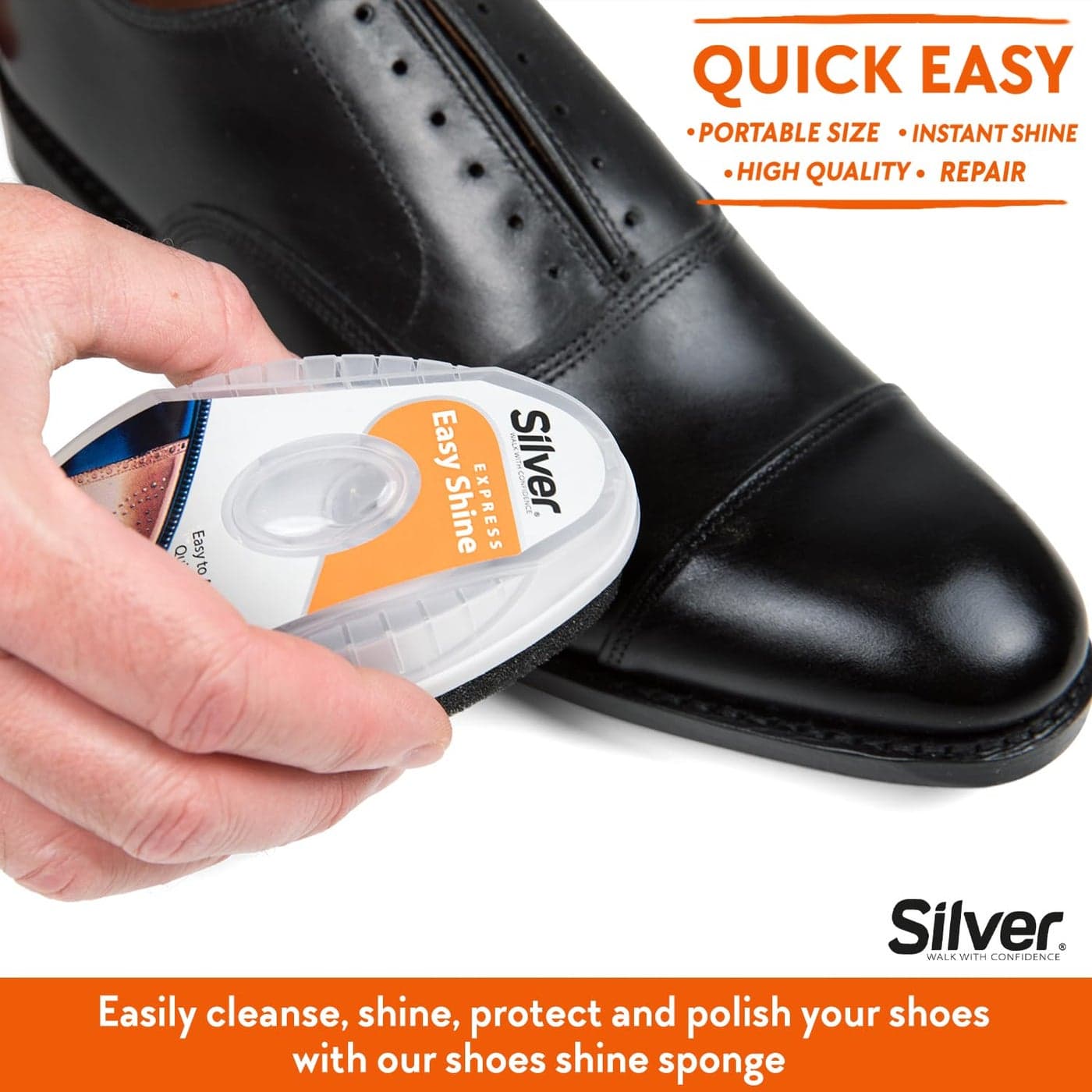 Silver Express Shoe Shine Sponge - Instant Shine Shoe Polish For Shoes, Boots & More - Quick and Easy Shoe Shiner - 6ml (Neutral) (3)