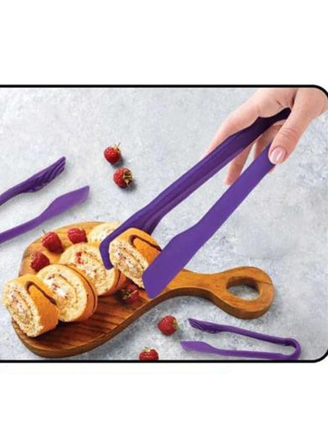 3 Pieces Kitchen Plastic Tongs Cooking Tongs Serving Tongs Multifunction