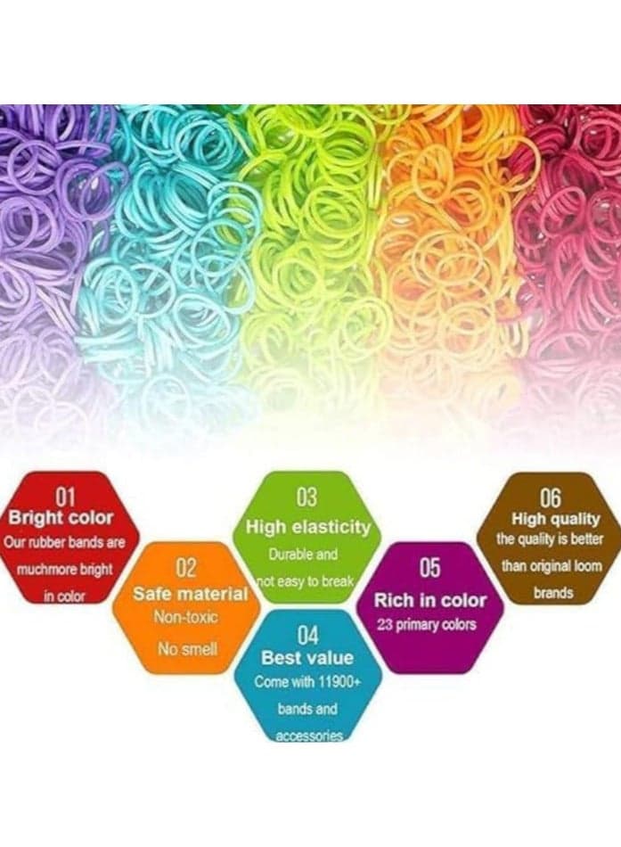 Gifting Circle Loom Rubber Band Kit for DIY Crafts, 12 Colored Loom Band Set with Butterfly Design Case (٤)