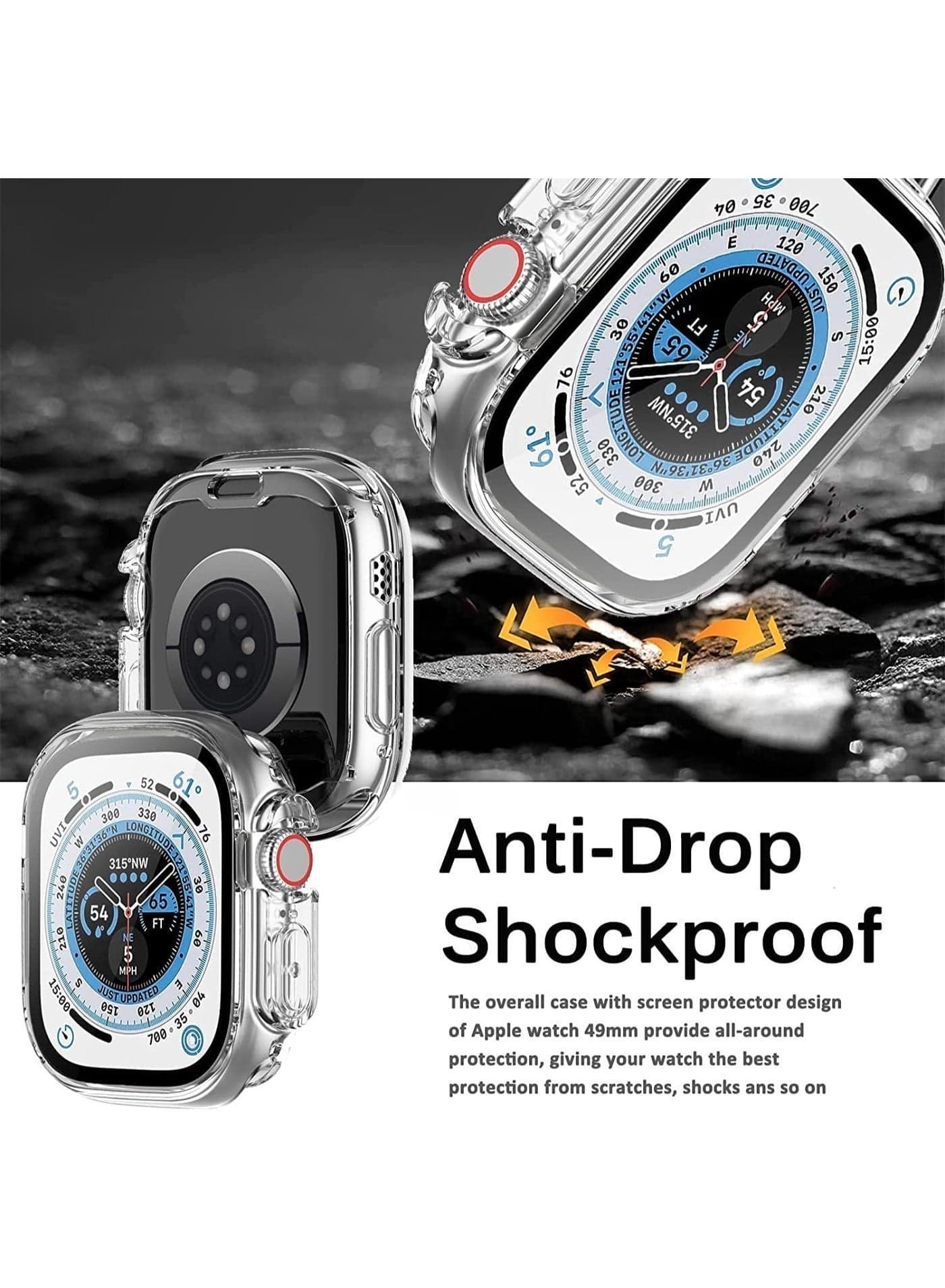 فكرة Fekra حافظة متوافقة مع Apple Watch 49 مم، غطاء واقي رفيع من مادة TPU مقاوم للخدش لحماية Apple Watch Series 7 8 9 45 مم Smartwatch Cases & Covers (٥)