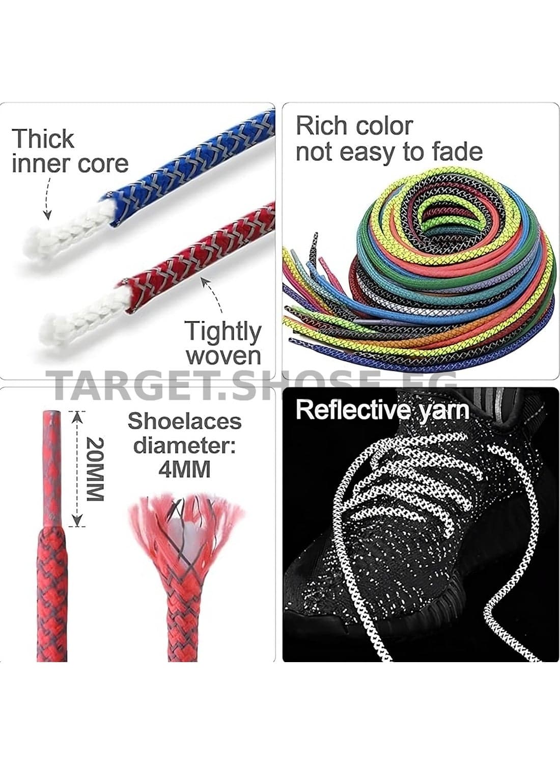 Reflective Shoe Laces 120cm, Strong Durable Laces for Sports Walking Running Cycling, Sneakers and Casual Shoes Shoelaces (3)