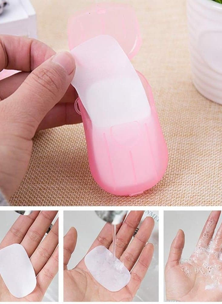 Portable Disposable Soap Paper Pack for Hand Washing and Showering for Travel, Outdoor Foam Slide --Multicolor Bathroom Cleaners (٣)