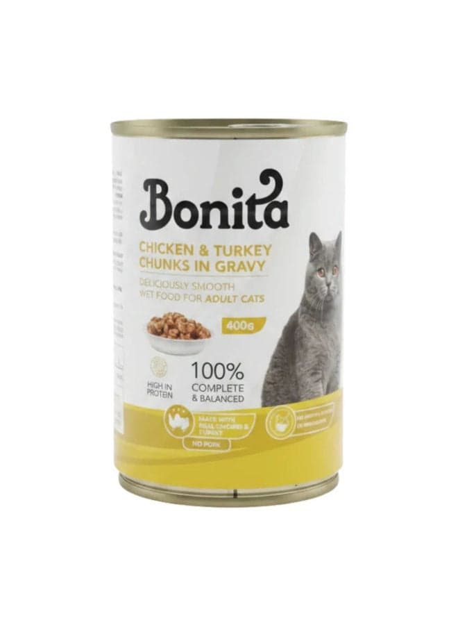 Bonita Cat Wet Food Adult With Chicken & Turkey Chunks - Can 400g Cat Wet & Canned Food