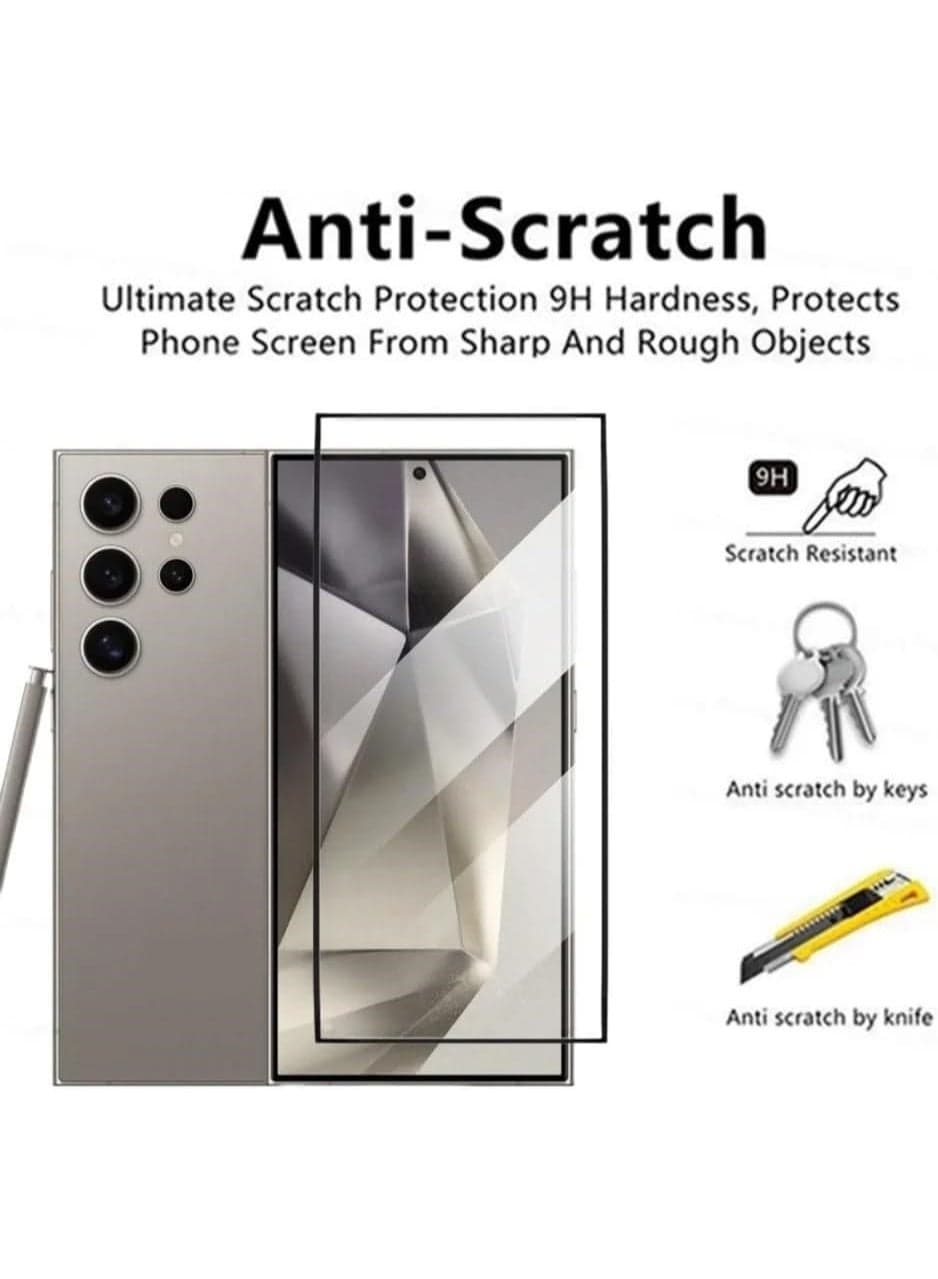 Samsung Galaxy S24 Ultra ESD Anti Static Premium Tempered Glass Screen Protector With Fingerprint Support With Black Frame Mobile Screen Protectors (٤)