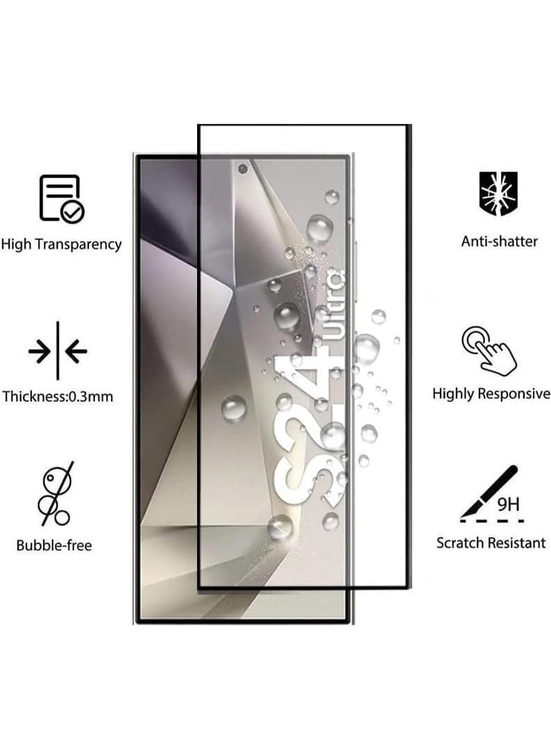 Samsung Galaxy S24 Ultra ESD Anti Static Premium Tempered Glass Screen Protector With Fingerprint Support With Black Frame Mobile Screen Protectors (٧)