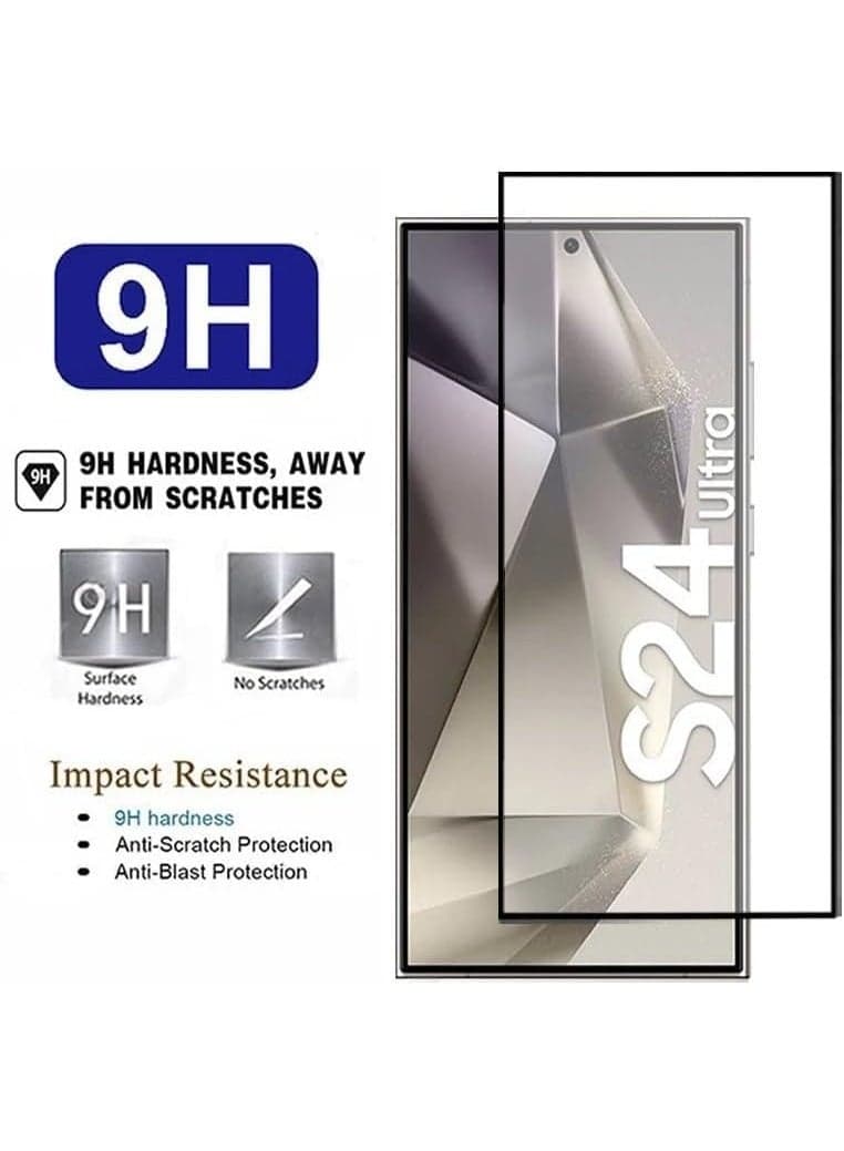Samsung Galaxy S24 Ultra ESD Anti Static Premium Tempered Glass Screen Protector With Fingerprint Support With Black Frame Mobile Screen Protectors (٦)