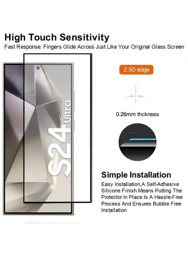 Samsung Galaxy S24 Ultra ESD Anti Static Premium Tempered Glass Screen Protector With Fingerprint Support With Black Frame Mobile Screen Protectors (٥)