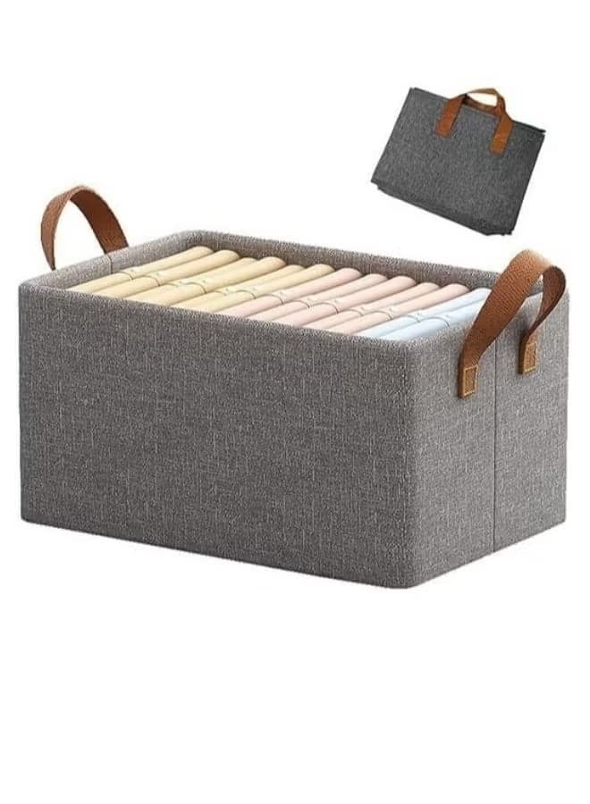 Closet Clothes Organizer with Handle Fabric storage Box with Steel Frame Stackable Shelf Storage Baskes Foldable