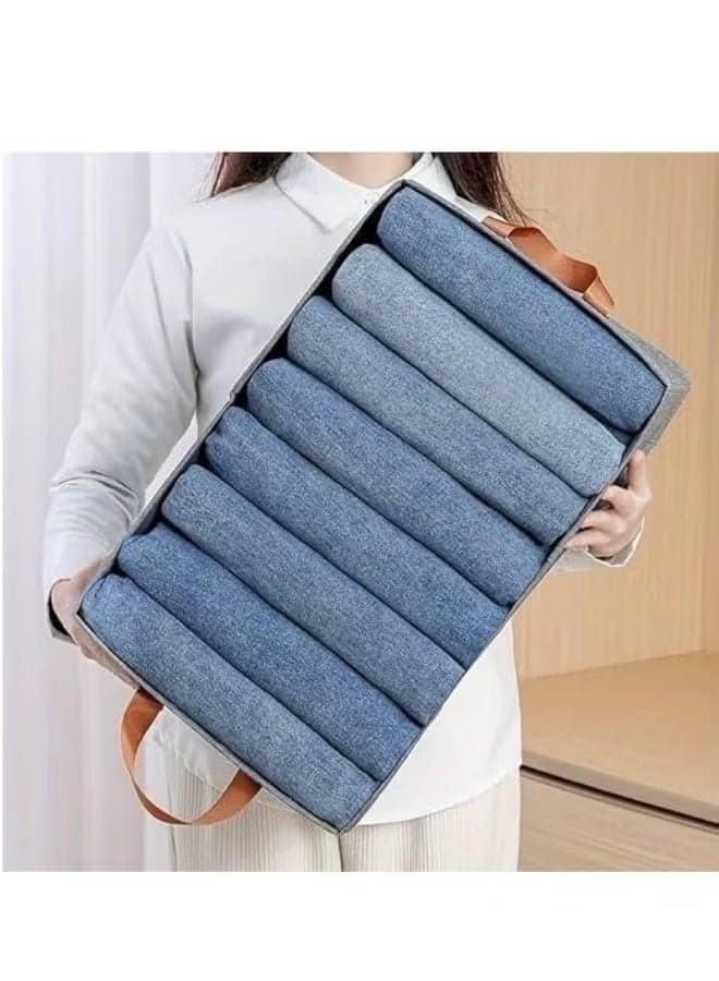 Closet Clothes Organizer with Handle Fabric storage Box with Steel Frame Stackable Shelf Storage Baskes Foldable (2)