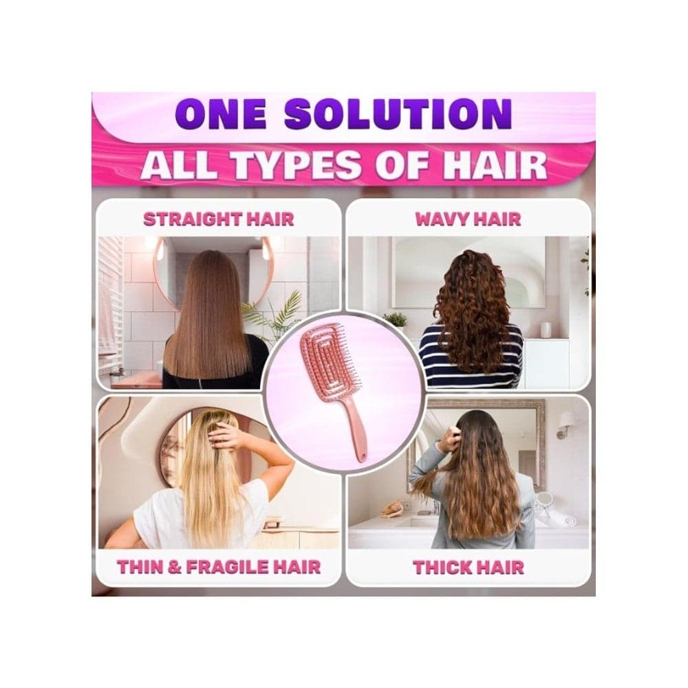 Anti-Static Hair Brush – Pain-Free Detangling Comb, Ergonomic Curved Vented Shape for Thick Hair, Random Color (٨)