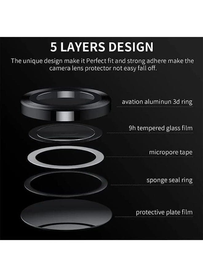 Camera lens protector made of tempered glass with 9H hardness and an ultra-thin lens protection cover made of aluminum alloy, compatible with Vivo V50 Lite 5G mobile cases, black (silver) (٣)