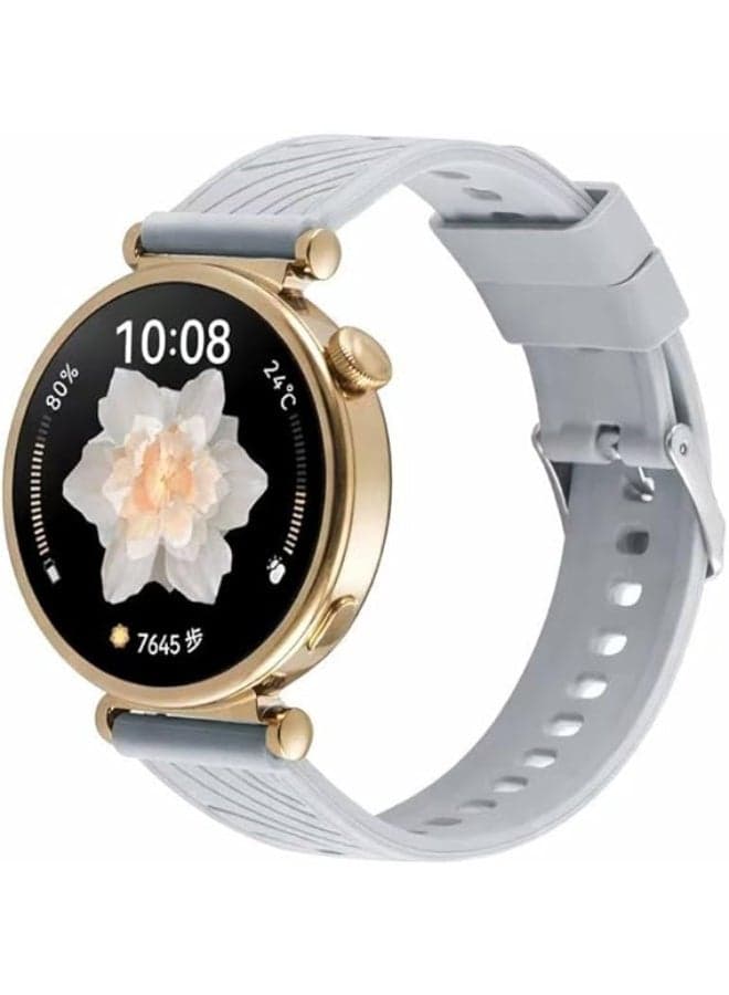 Ecosystem 18mm Official Silicone Strap Compatible with Huawei Watch GT 6 41mm/GT 5 Pro 42 mm/GT5 41mm/GT4 41 mm/Huawei Watch 5 42mm, for all watches using 18mm width Strap (Grey)