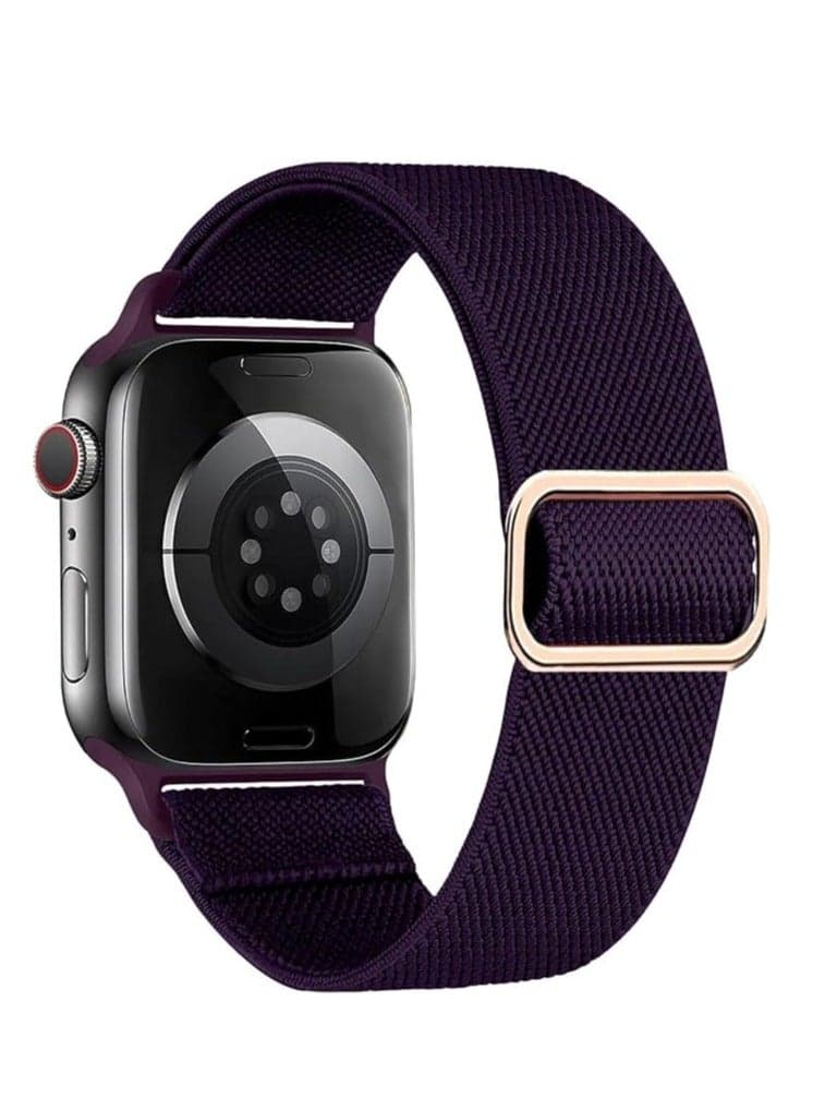 Nylon Solo Loop Stretchy Straps For Apple Watch Band 49mm 45mm 44mm 42mm (Purple) Smartwatch Bands