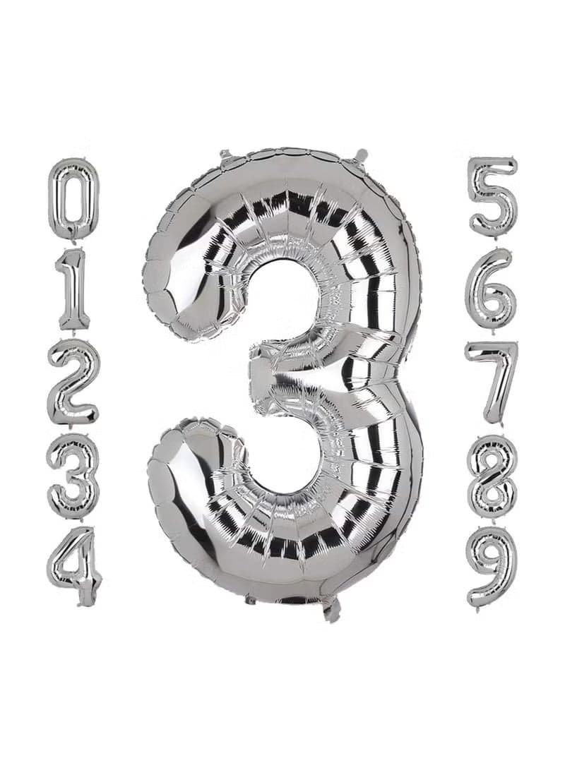 Number 3 Balloon Foil Silver Glamorous Party Decorations Jumbo Digit Balloon for Birthdays Anniversaries Special Events