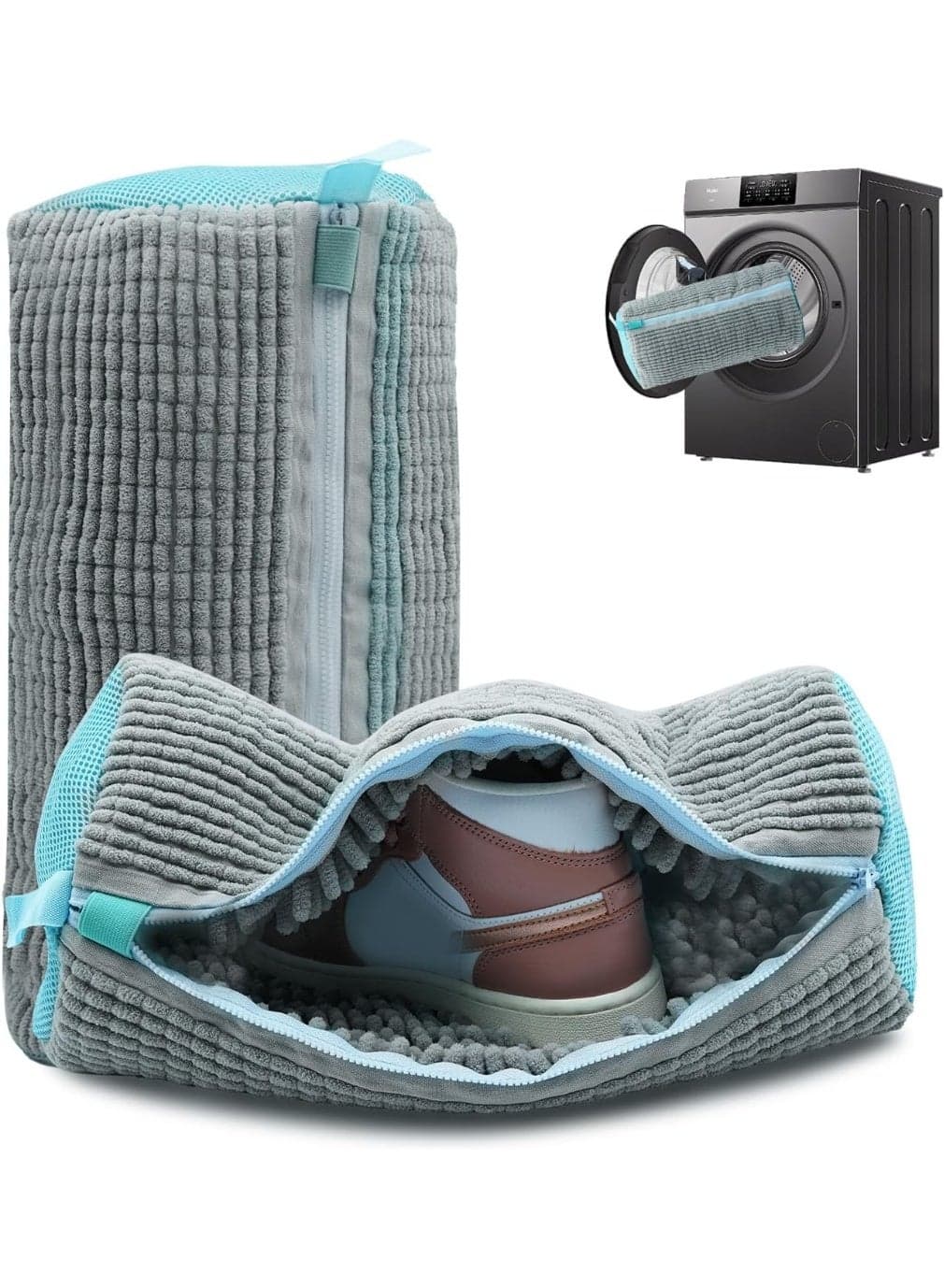 Shoe Washing Bag for Machine Wash, Durable Mesh Laundry Bag with Zipper for Sneakers and Sports Shoes(Gray) Travel Laundry Bags