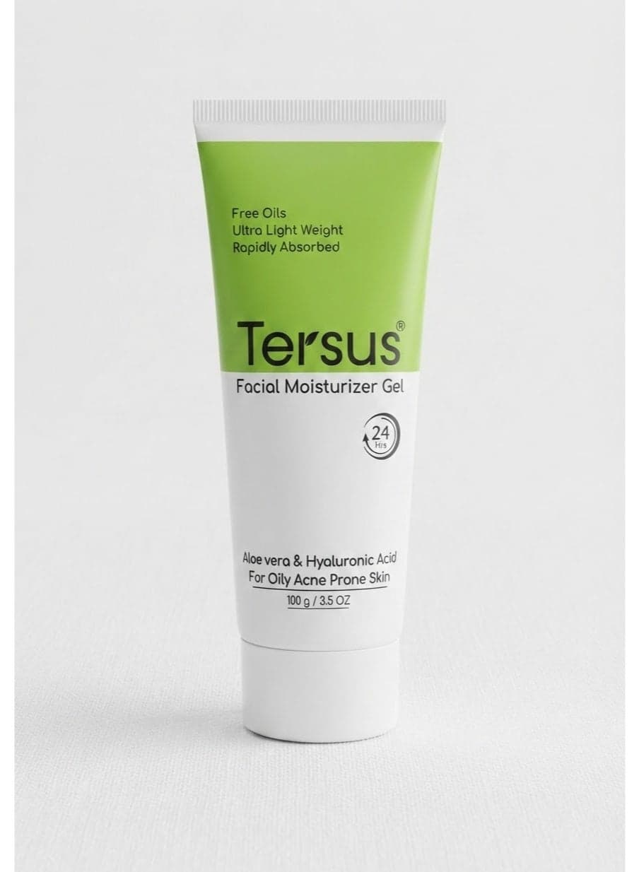 Tersus Facial Moisturizer Gel with Aloe Vera & Hyaluronic Acid - Ultra Lightweight, Oil-Free for Oily & Acne-Prone Skin (100 g / 3.5 OZ) Face Moisturizers
