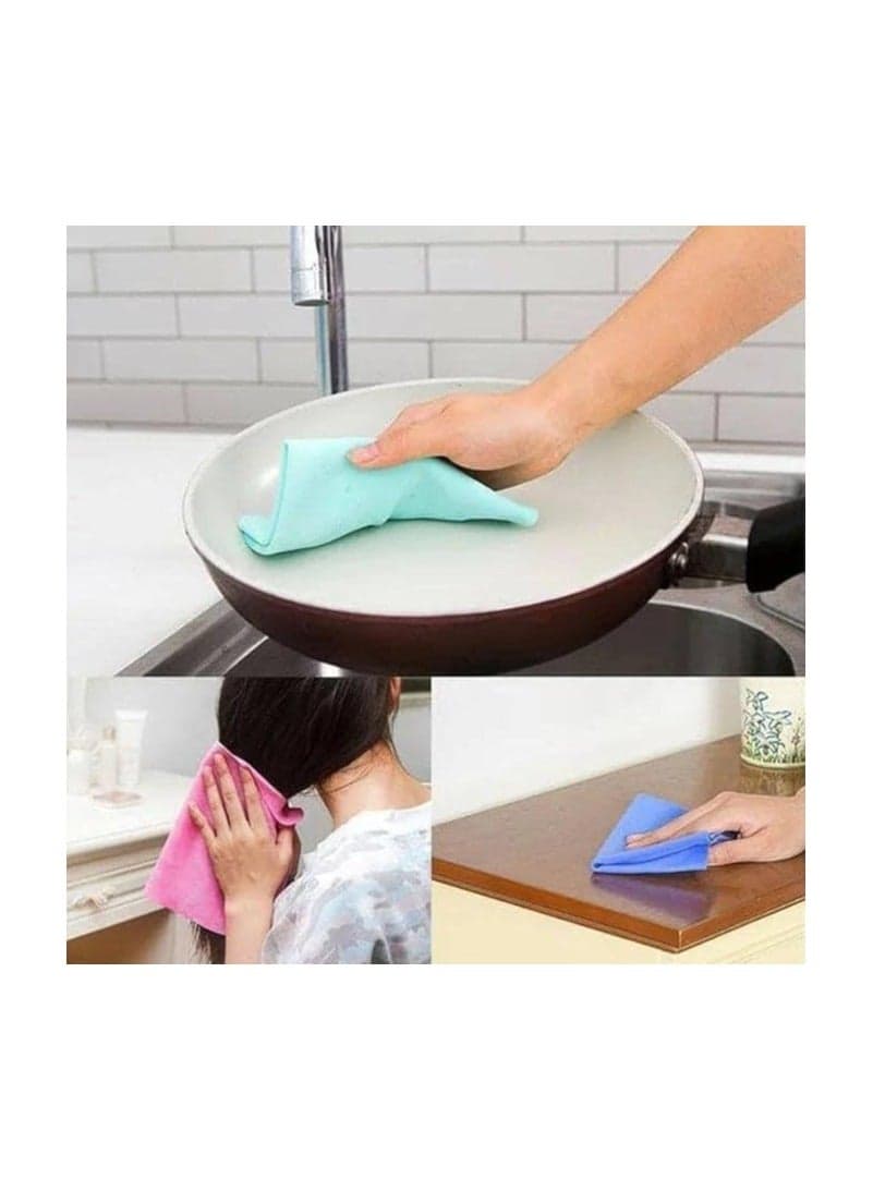 Luxury Suede Cloth Towel L 66x43cm Washable and Reusable for All Surfaces Perfect for Everyday Use in Kitchen and Home Ideal for Cleaning Cars and Tools Random Colors Available (Light Green) (٣)