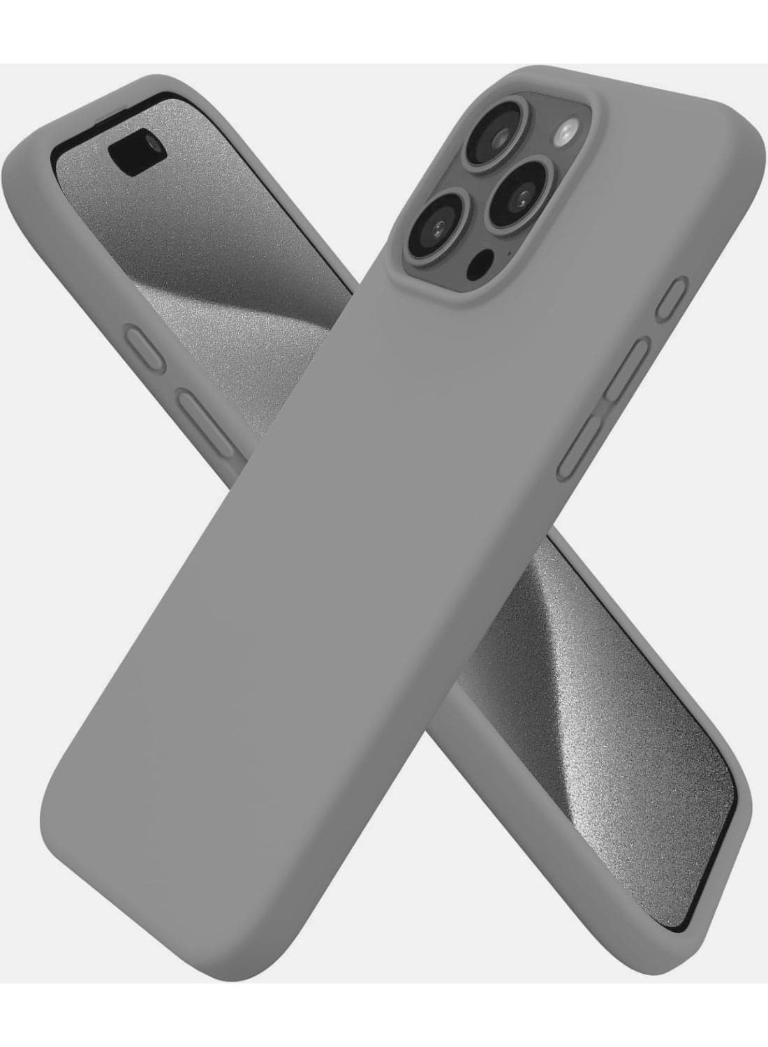 Compatible with iPhone 14 Pro Case 6.1 Inch Slim Liquid Silicone 4 Layers Soft Gel Rubber Shockproof Protective Phone Case with Anti Scratch Microfiber Lining (Grey)