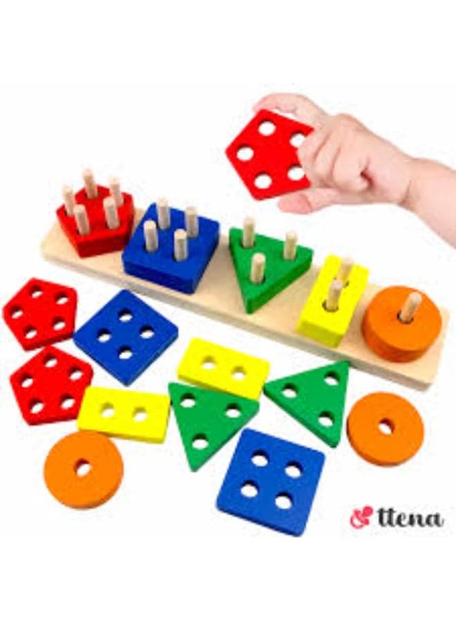 Educational Wooden Geometric Shape Sorting and Assembly Toy for Kids – Montessori Toy for Developing Focus and Motor Skills Shape Sorters (٥)