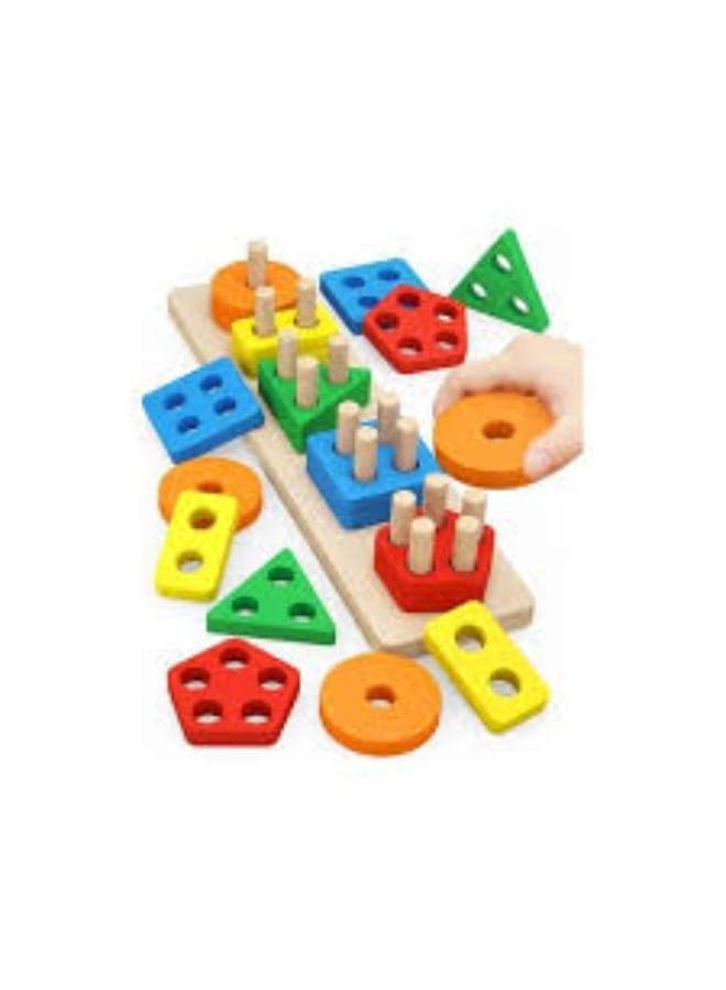 Educational Wooden Geometric Shape Sorting and Assembly Toy for Kids – Montessori Toy for Developing Focus and Motor Skills Shape Sorters (٣)