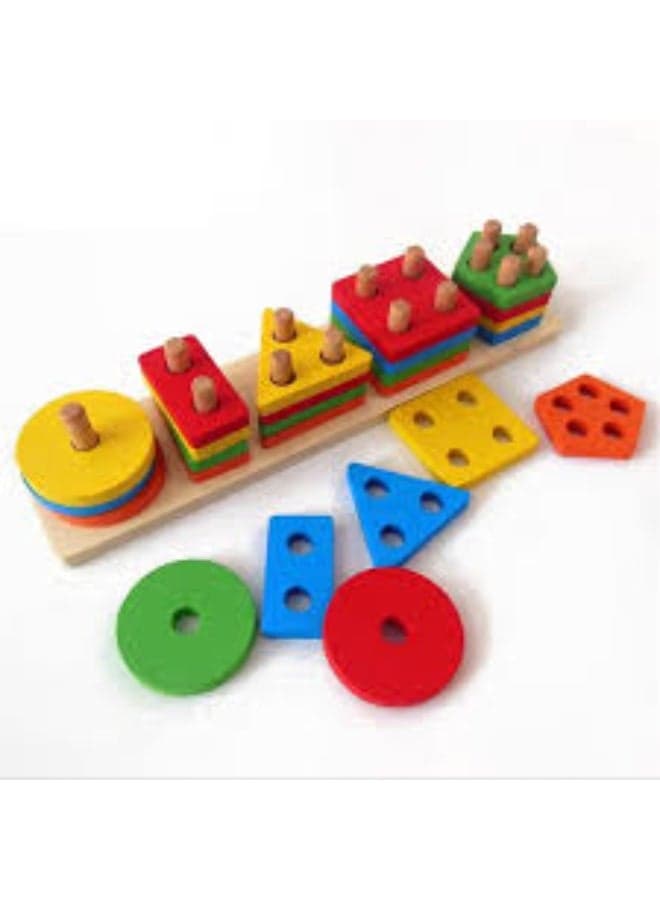 Educational Wooden Geometric Shape Sorting and Assembly Toy for Kids – Montessori Toy for Developing Focus and Motor Skills Shape Sorters