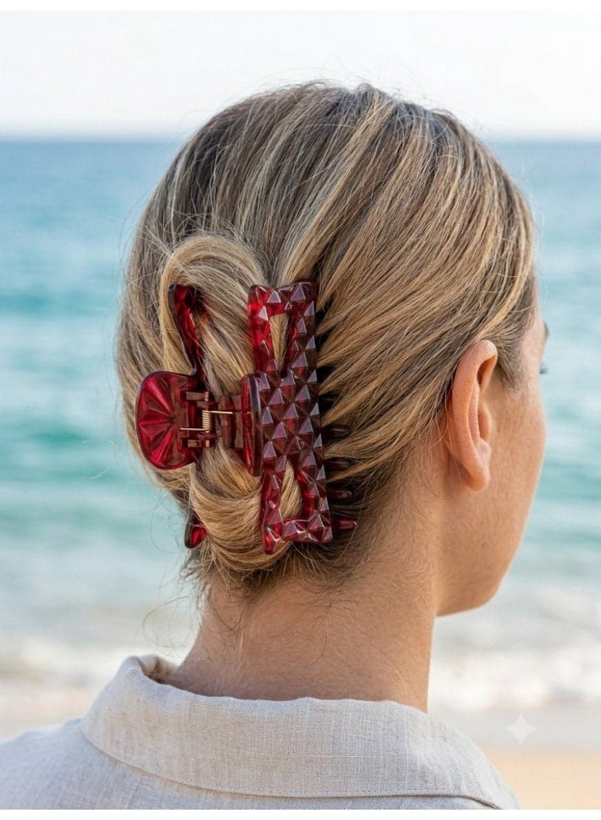 Sturdy plastic hair clip with a modern design for everyday hair fixation – suitable for fine to medium hair – assorted colors – 1 piece (color may vary) (7)