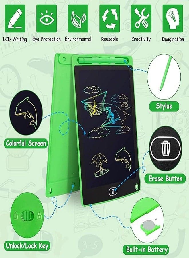 10 Inch LCD Writing Tablet for Kids, Colorful Doodle Board Drawing Pad for Kids, Electronic Drawing Board Erasable & Reusable, LCD Drawing Tablet for Kids Toddler Toys Gifts - Green Drawing & Painting Supplies (٣)