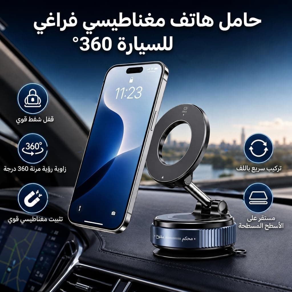 Car Phone Holder Magnetic Vacuum Suction Phone Mount, 360 Rotatable Foldable ... Laptop Docking Stations (٢)