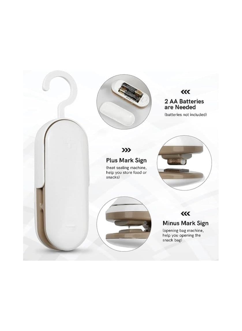 Mini Bag Sealer Portable Vacuum Plastic Sealer with Hook 2in1 Heat Sealer with Cutter Storing Kitchen Food Keep Snacks Fresh for Snack Plastic Bag Potato Chips Food Packaging Handheld 2 (3)