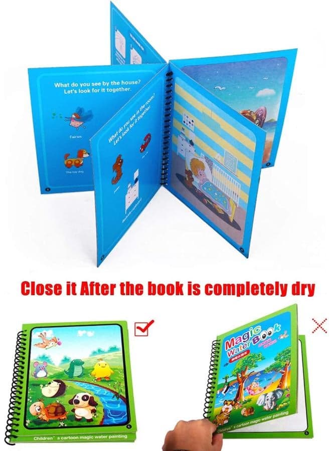 Beauenty Magic Water Book, Water Coloring Book, Doodling Paint with Water Magic Pen Painting Board For Children Education Drawing Toy, Drawing & Painting Supplies (٣)