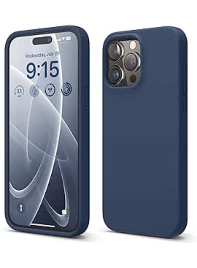 Silicone Phone Case Compatible with Apple iPhone 15 Pro Max - Made of Soft TPU and Silicone - navy blue