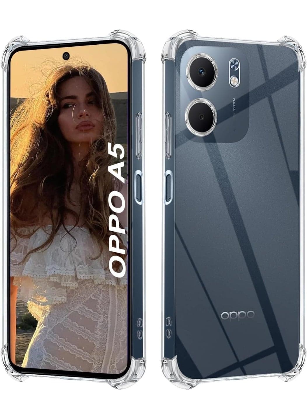 Case compatible with Oppo A5i 4G/Oppo A5i phone, equipped with an anti-shock air cushion, providing comprehensive protection, ultra-thin protective case made of soft TPU silicone - transparent