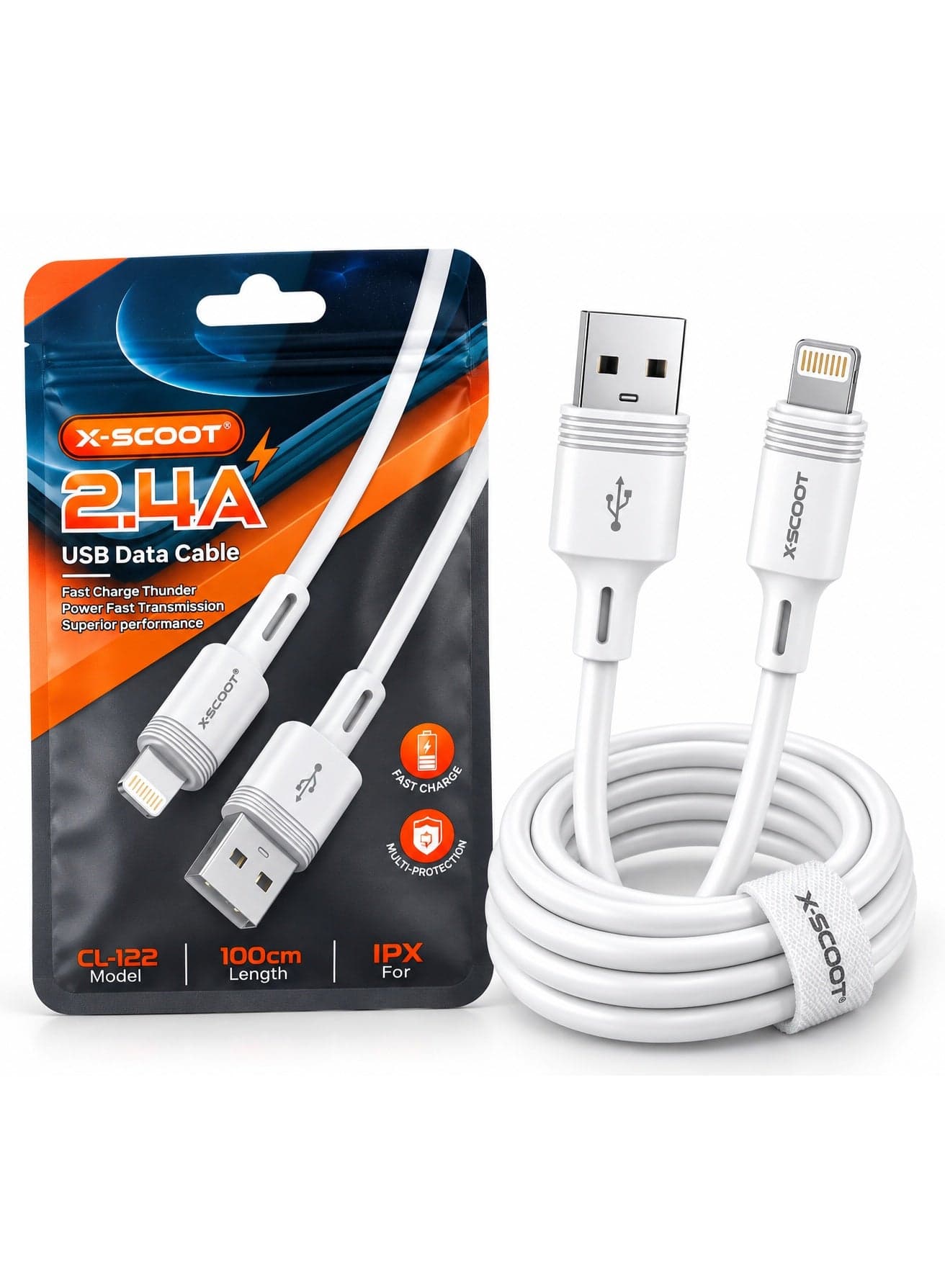 CL-122 USB to Lightning Charging & Data Cable, Fast Charging, 1000mm 1M 8-Pin Cable with Pure Copper Conductor, Fast Data Transmission for iPhone & Compatible Devices (٢)