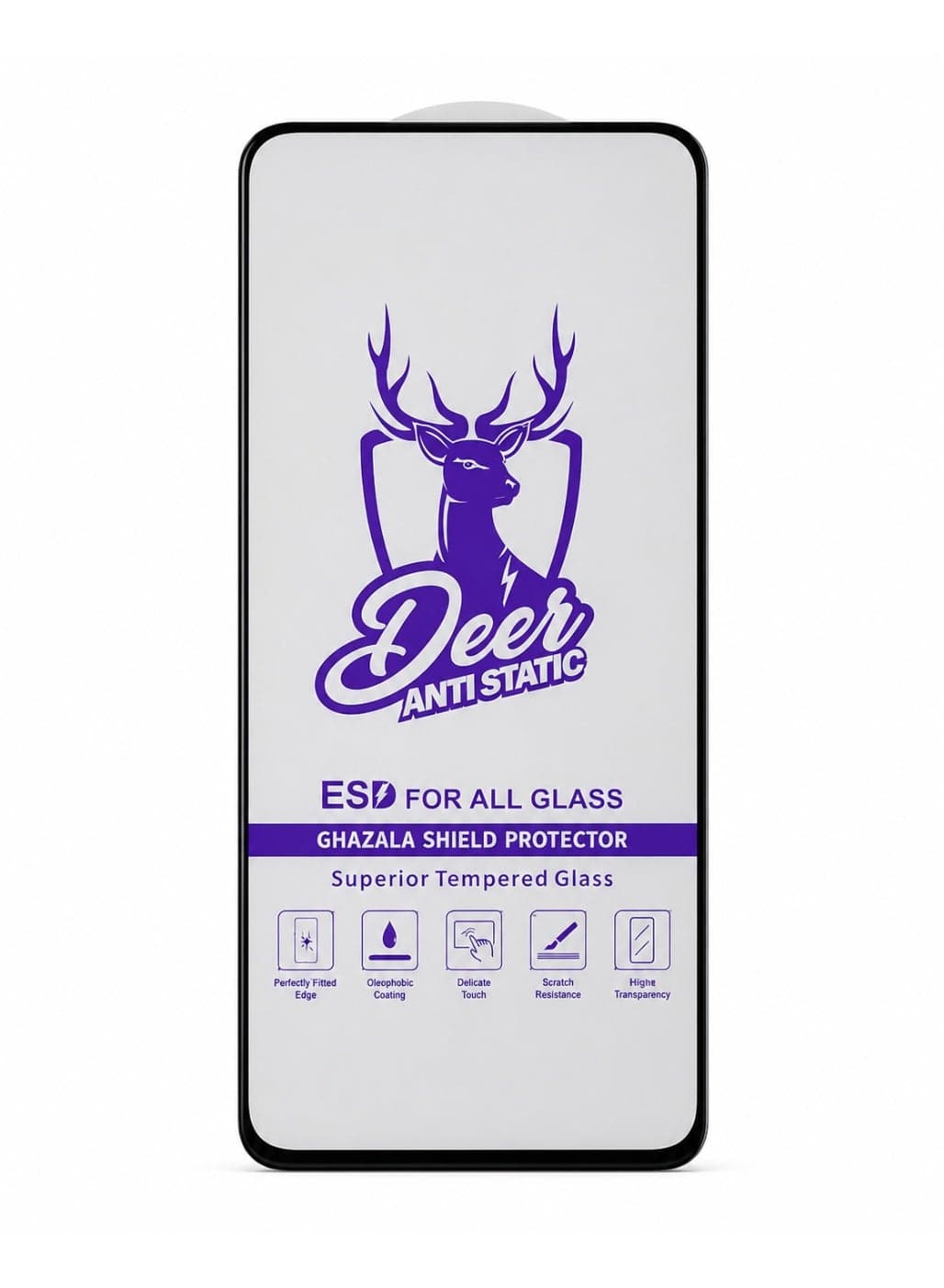 Deer ESD Anti-Static Tempered Glass Screen Protector Compatible with Oppo Reno 6 - Full Coverage Dust-Repellent Shatterproof Protective Shield Film with Cleaning Wipes Kit Mobile Screen Protectors (٢)