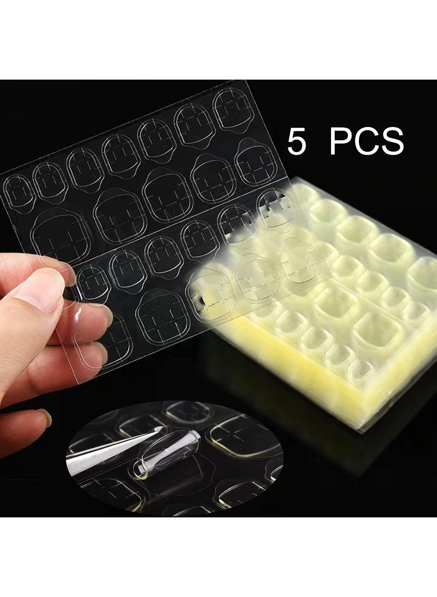 120 PCS Clear Jelly Nail Adhesive Tabs (5 Sheets), Double-Sided Waterproof Nail Stickers for Fake Nails, Easy Apply & Remove Without Damage False Nail Glue (٢)
