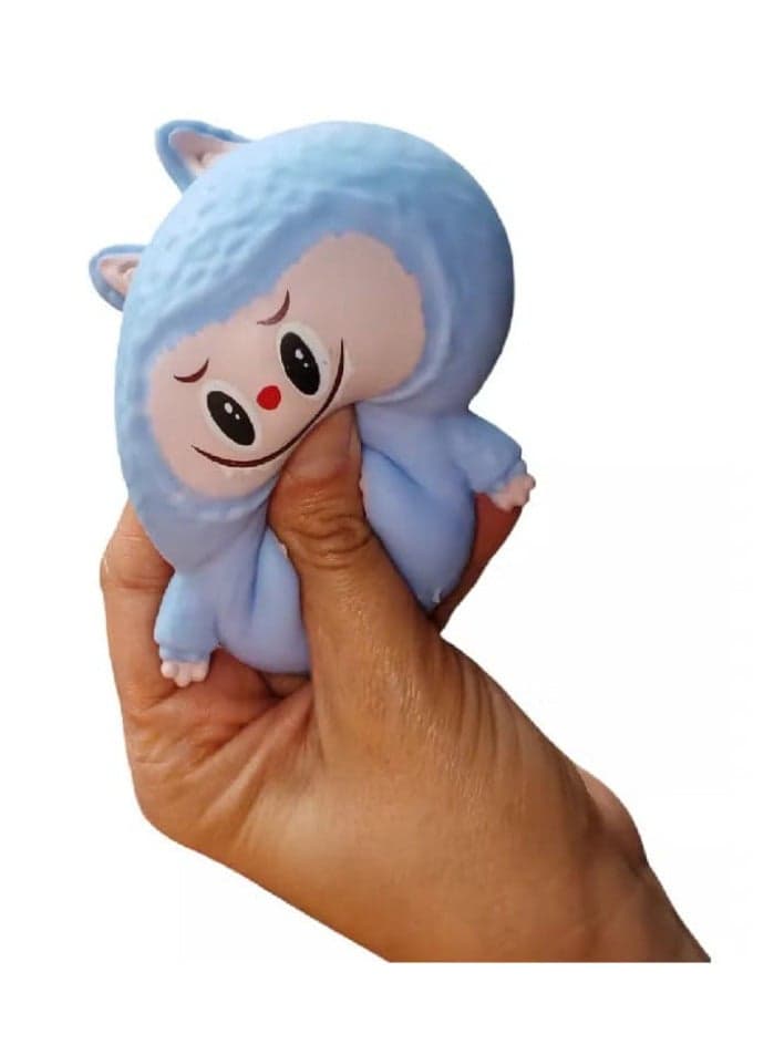 Mainan Squishy The Monster Labubu Warna Warni Mainan Pencet Soft Toy Penghilang Stress blue (٢)
