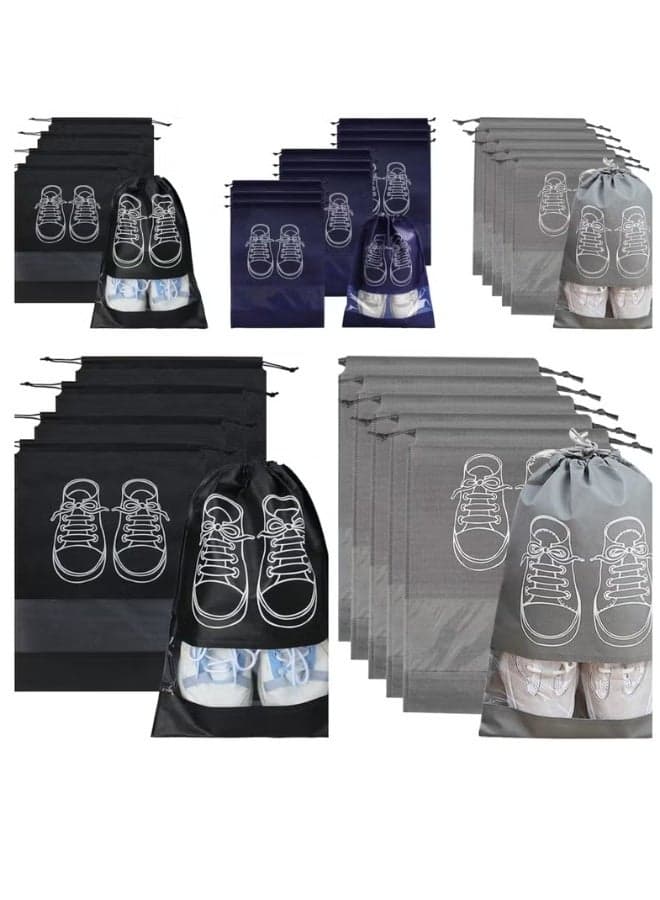 Shoe Storage Bags, 4 Pack Dustproof Drawstring Shoe Bags with Clear Opening, Portable Waterproof Packing Organizers for Daily Use and Travel, Multi colour