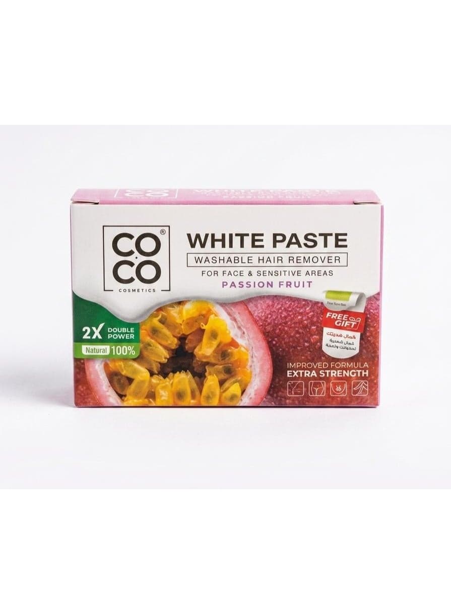 Coco Coconut Wax Double Strength Hair Removal 100G - Natural Wax, Washable Twice, Suitable For Sensitive Skin, Long-Lasting, With a Passion Fruit Scent Personal Care