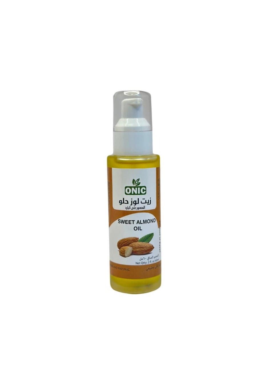 ONIC Sweet Almond Oil | For Skin Hydration & Hair Softening | 100% Natural & Pure | Suitable for Sensitive Skin | Fast-Absorbing Natural Oil Free from Additives | Nourishing & Moisturizing, Rich in Vitamin E for Daily Use on Face, Body & Scalp Body Oils & Mud Packs