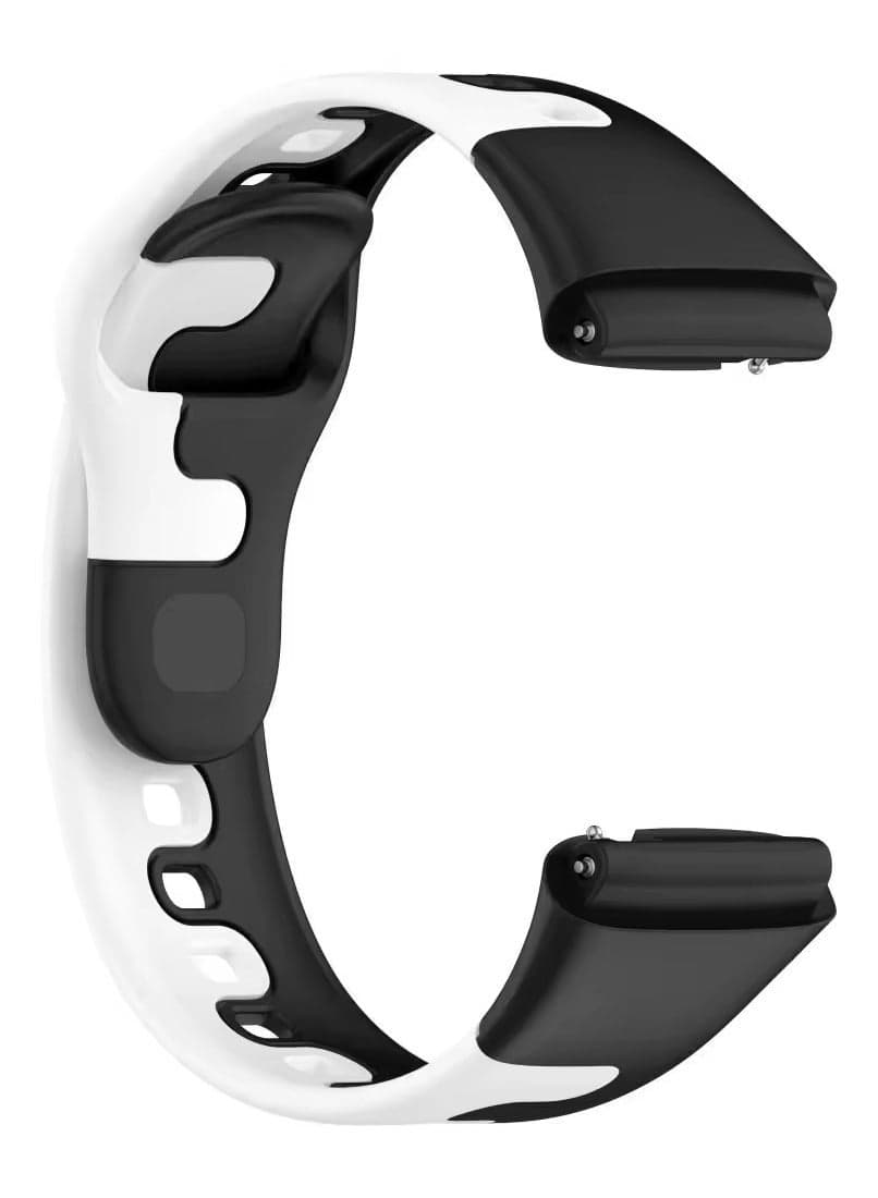 Silicone Strap For Xiaomi Redmi Watch 3 Active/Redmi Watch 3 Lite (Not Redmi Watch 3) Bracelet Double Color Watchband Replacement Wristband (Black/White) Smartwatch Bands (٢)