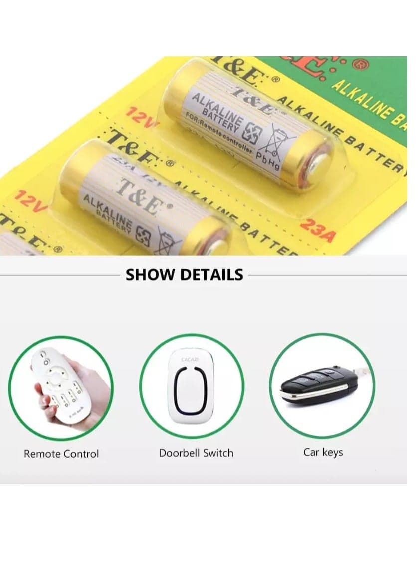 Alkaline Batteries - 5 Pack , 23A 12V | High Performance for Longer Life - Ideal for Remote Controls, Alarm Systems, Wireless Doorbells, and Tracking Devices - Powerful 12V Voltage in a Compact Size Household Batteries (٤)