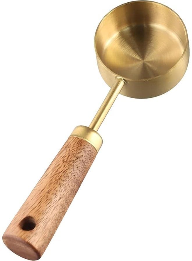 1/4 Cup Golden Stainless Steel Measuring Cup with Wooden Handle – 60 ml Kitchen Baking Measuring Tool